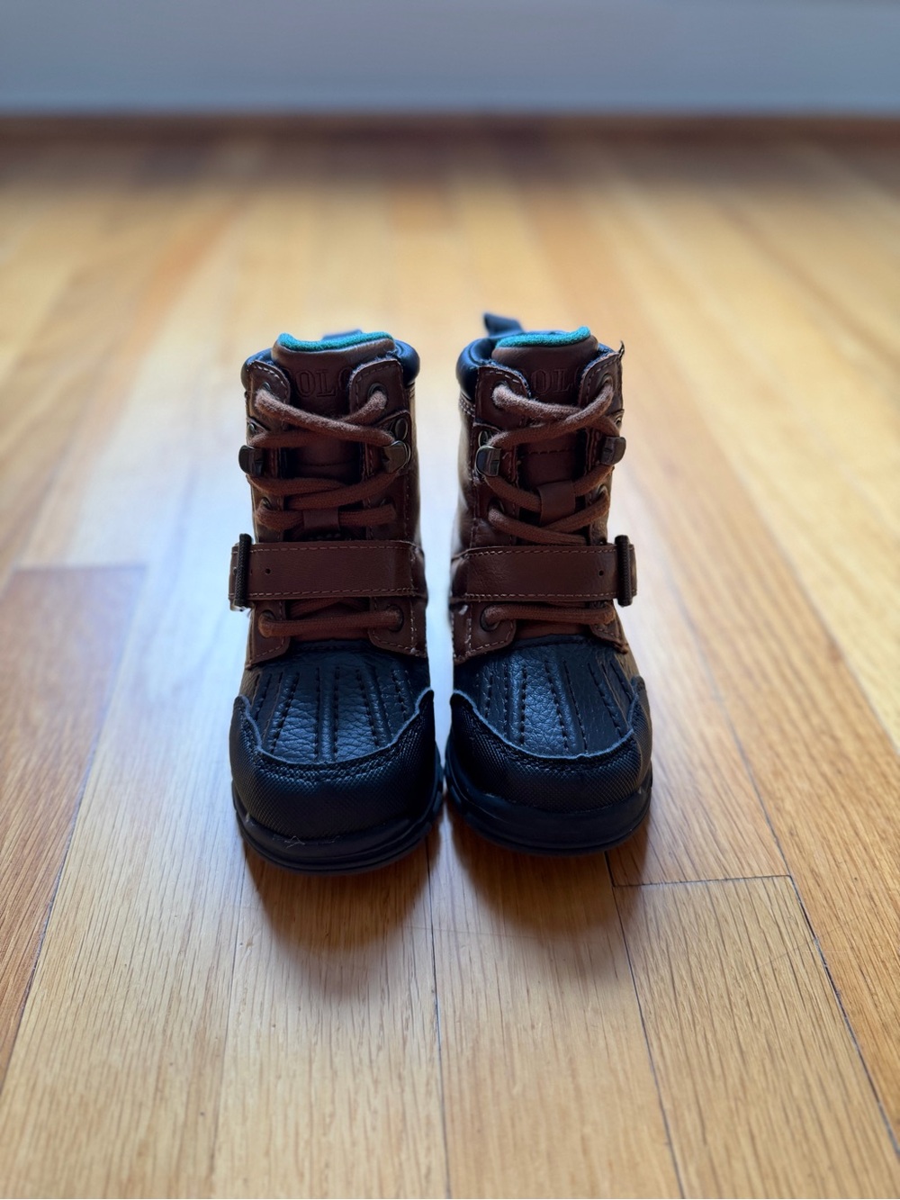 Polo Ralph Lauren Brown/Black Lace-Up Ankle Boots Logo Unisex Toddler US 6